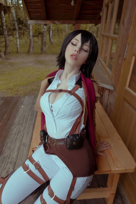 Busty And Topless Mikasa Ackerman Cosplay By Lada Lyumos